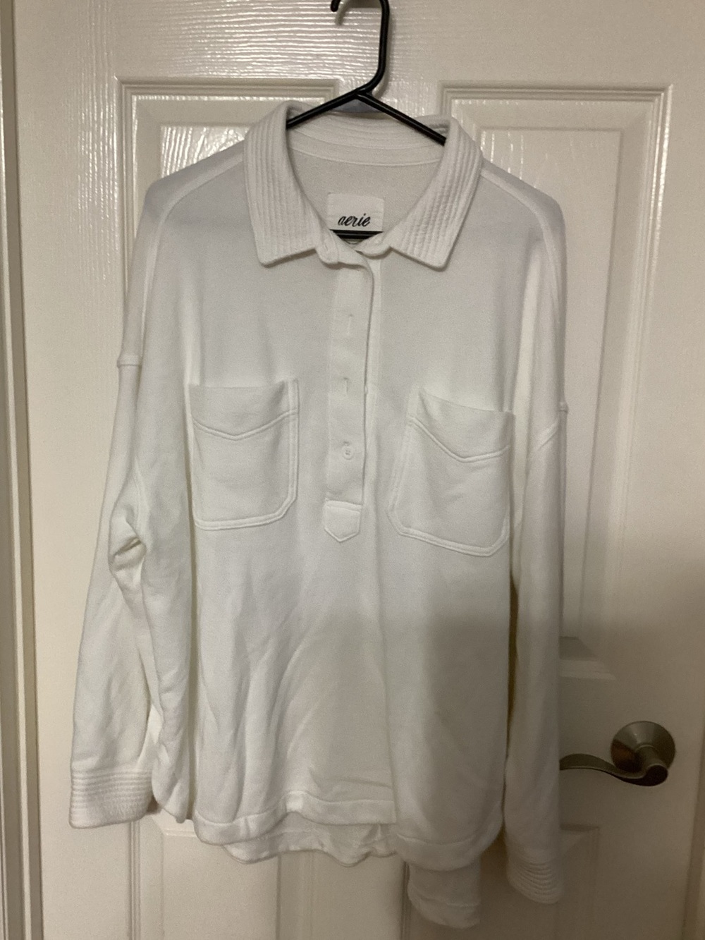 Aerie White Henley Sweatshirt Women’s Medium